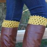 Crochet Boot Cuffs Leg Warmers Boot Socks Mustard