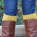 Crochet Boot Cuffs Leg Warmers Boot Socks Mustard
