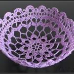Crochet Lace Doily Bowl Basket Lavendar Lilac