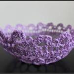Crochet Lace Doily Bowl Basket Lavendar Lilac