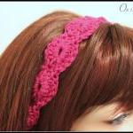 Crochet Headband Hair Tie Magenta
