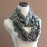Infinity Scarf Chunky Crochet Lace Thick Cowl..