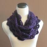 Lace Infinity Scarf Chunky Crochet Thick Cowl..