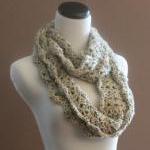 Chunky Infinity Scarf Crochet Lace Thick Cowl..