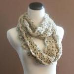 Chunky Infinity Scarf Crochet Lace Thick Cowl..