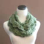 Chunky Crochet Infinity Scarf Thick Lace Cowl..