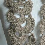 Crochet Scarf Queen Annes Lace Scarf Silver Taupe