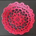 Crochet Lace Bowl Doily Basket Crimson Red