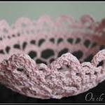 Lace Doily Bowl Crochet Basket Pink