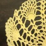 Yellow Crochet Bowl Lace Doily Basket Yellow