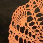 Tangerine Crochet Lace Doily Bowl Basket Orange
