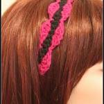 Crochet Headband Black And Magenta
