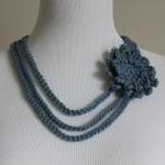 Crochet Necklace Flower Brooch Dust..