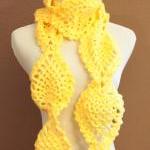 Crochet Scarf Chunky Lace Pineapple Motif Yellow