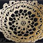 Lace Bowl Crochet Doily Basket Yellow