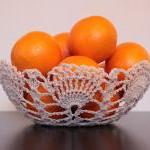 Crochet Lace Bowl Doily Basket Ivory Cream
