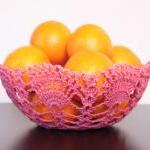 Lace Bowl Pink Crochet Lace Doily Basket