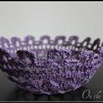 Doily Bowl Crochet Lace Basket Purple Plum