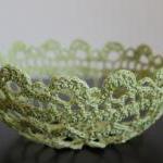 Crochet Lace Doily Bowl Basket Lime Green
