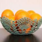 Mint Green Bowl Lace Crochet Doily Basket
