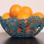 Crochet Lace Doily Bowl Basket Teal