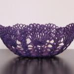 Lace Bowl Crochet Doily Basket Grape Purple