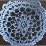 Crochet Lace Doily Bowl Basket Blue
