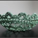 Crochet Lace Doily Bowl Basket Mint Green