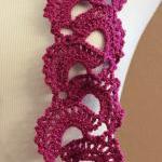 Magenta Womens Lace Scarf Crochet Queen Annes Lace..