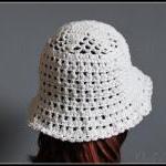 Crochet Hat White Summer Beach Floppy Wide Brim