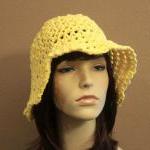 Yellow Crochet Hat Summer Beach Flo..