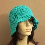 Crochet Hat Turquoise Teal Summer B..