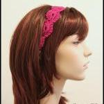 Womens Headband Crochet Hair Tie Magenta