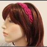 Womens Headband Crochet Hair Tie Magenta