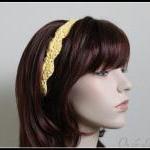 Women's Crochet Headband Yellow Hair..