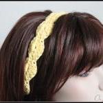 Women's Crochet Headband Yellow Hair..
