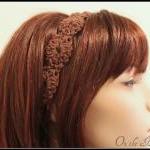 Womens Crochet Headband Brown Hair Tie