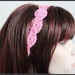 Pink Crochet Headband Hair Tie