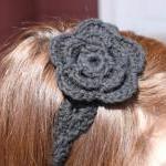 Black Headband With Flower Crochet Hair Tie