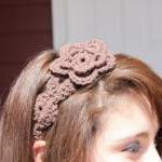 Brown Flower Headband Crochet Hair Tie