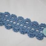 Lace Bracelet Crochet Cuff Blue Sca..