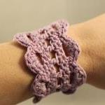 Crochet Bracelet Lace Cuff Lavendar Purple