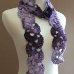 Womens Crochet Scarf Queen Annes Lace Ombre..