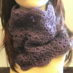 Chunky Crochet Cowl Infinity Scarf Lace Dusty Plum..