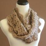 Chunky Crochet Infinity Scarf Lace Thick Cowl..