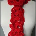Crochet Scaf Red Sparkle Queen Annes Lace Seashell..