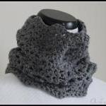 Crochet Chunky Cowl Lace Infinity Scarf Smokey..