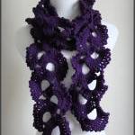 Crochet Scarf Purple Plum Queen Annes Lace
