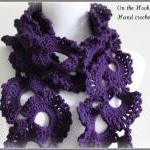 Crochet Scarf Purple Plum Queen Annes Lace