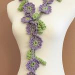 Crochet Flower Scarf Lariat Spring Fashion Lilac..
